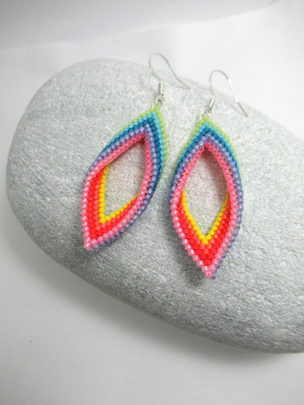 Rainbow Twisted Peyote earrings
